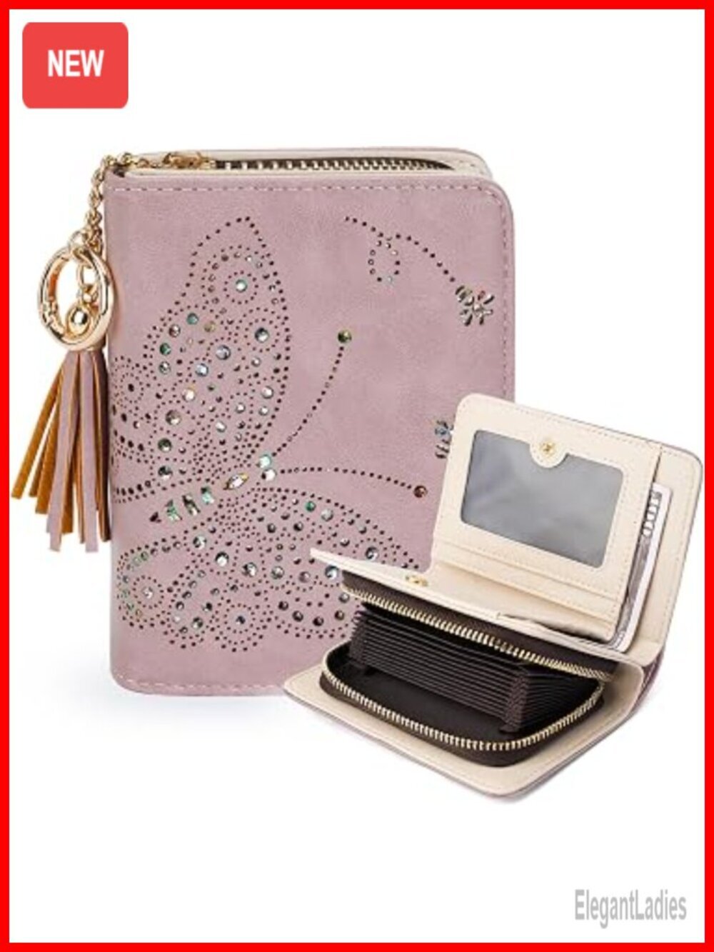 Women RFID Wallets Bifold Card Holder Zipper Coin Pocket Cash Clutch Vegan